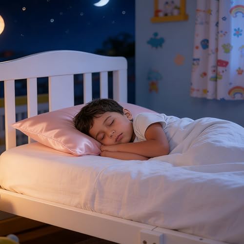 Image of NTBAY 2 Pack Pillows with Stain Pillowcases, Soft Cotton Down Alternative 13x18 Zippered Pillows for Sleeping in Crib Bed - Machine Washable - Breathable Travel Pillow, Pink
