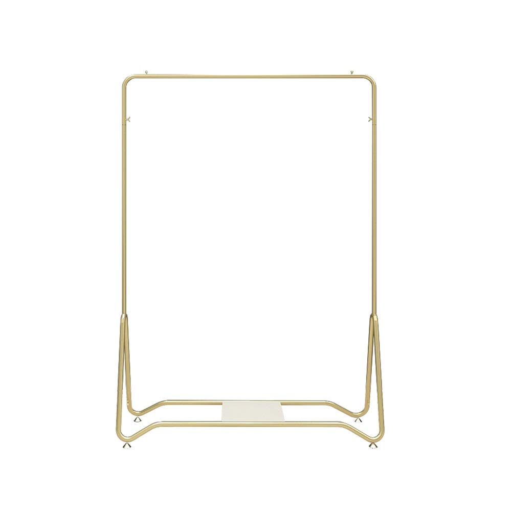 Garderobenständer, strapazierfähige Kleiderstange, Metallständer, Kleiderständer, Kleiderständer zum Aufhängen von Kleidung, mit Schuhregal (Color : Gold, Size : 80x38x160cm)