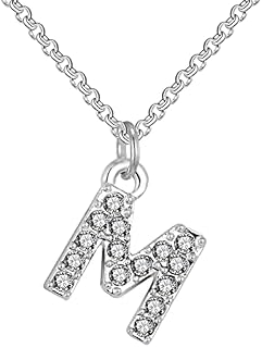 Philip Jones Pave Initial Necklace Letter M Created with Zircondia® Crystals