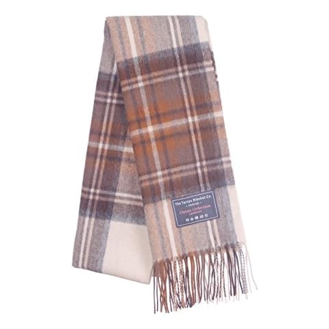 The Tartan Blanket Co. Lambswool Oversized Scarf Stewart Natural Dress Tartan Cover