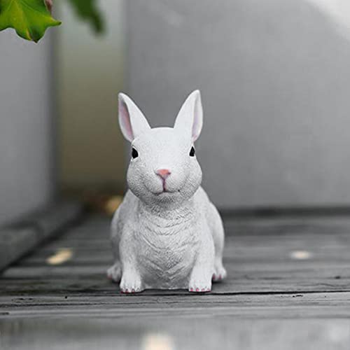 Figurine de lapin blanc de Pâques ornement résine étanche extérieur - 6