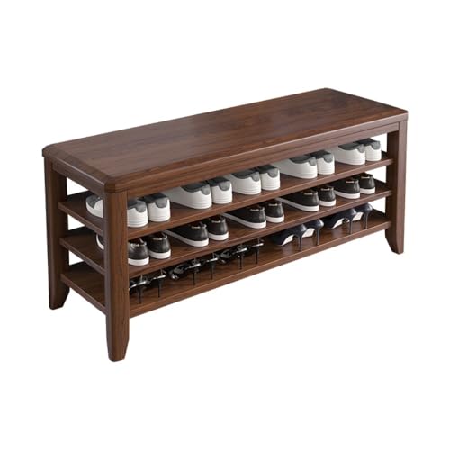 birene Banco Zapatero Banco Zapatero de Madera Maciza con Almacenamiento, Zapatero de Entrada y Taburete for Sentarse(120cm)