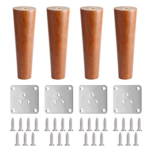 Patas ajustables de piel de madera maciza, paquete de 4 para sofás, camas, mesas de café y proyectos de bricolaje, de 4 a 8 pulgadas de altura para un mejor apoyo y estabilidad
