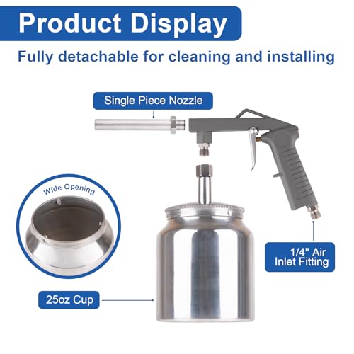 Image of Undercoating Spray Gun Kit with 25oz Suction Feed Cup | Pneumatic Automotive Sprayer for Truck Bed Liner, Rubberized Undercoat, Rust-Proof & Chip Guard Paint