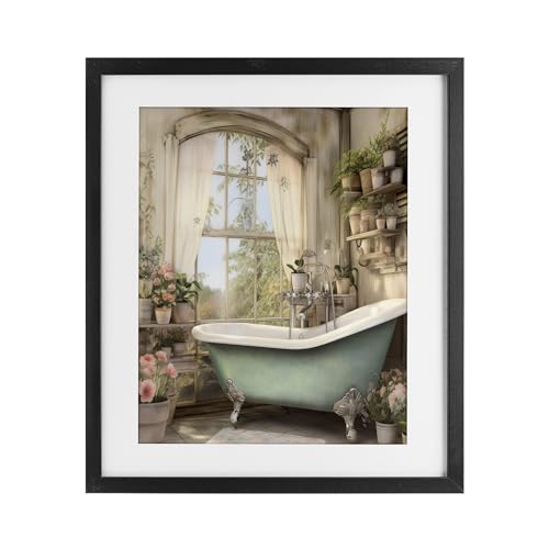 Cadre déco salle de bain Stupell Industries affiche fleurs blanche 40x33cm