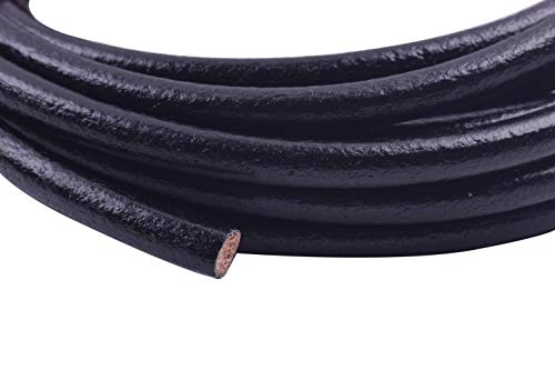 KONMAY 3.0 Meters 6.0mm Black Real Leather Cord for Jewellery Making and Crafting - Image 2