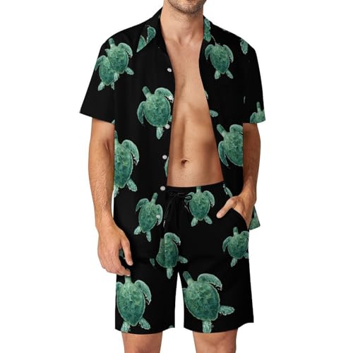 Conjunto Sea Turtle de camisa y pantalones cortos para hombre que evita el calor y el sudor