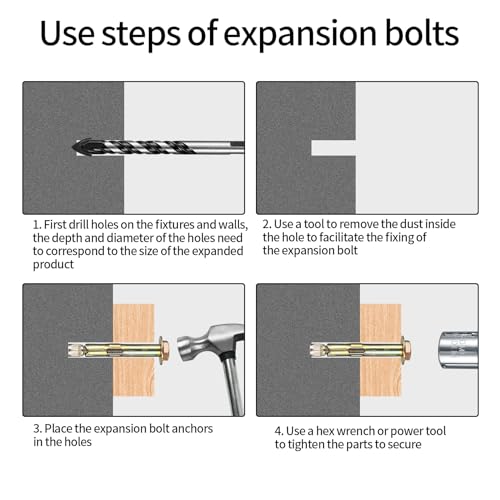25 Stück Schwerlastanker, Schwerlastdübel, Betonanker, M6 M7 M8 M10 Dehnschrauben, Sechskant Bolzenanker Ankerschrauben für Beton Ziegel Hohlblocksteine Gewindestange Stockschrauben