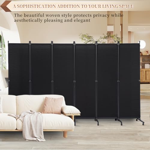 Room-Divider-Screen-Wide-Room-Divider-PanelWheels-Decorative-Divider-for-Room-Separation-6-Panel-Portable-Wall-Divider-Freestanding-Room-Partitions-and-Dividers-Black-Room-Separator-for-Studio Room Divider Screen Wide Room Divider PanelWheels Decorative Divider for Room Separation 6 Panel Portable Wall Divider Freestanding Room Partitions and Dividers Black Room Separator for Studio