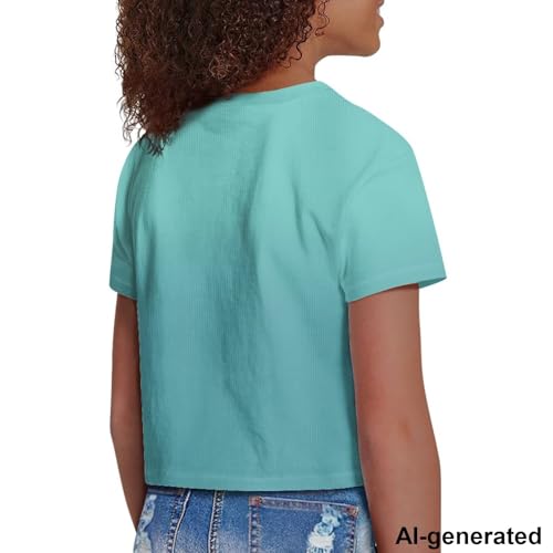 Image of Cute Crop Tops for Girls Short Sleeve Summer T Shirts Fashion Graphic Tees Crew Neck Pullover Tee 5-14 Years