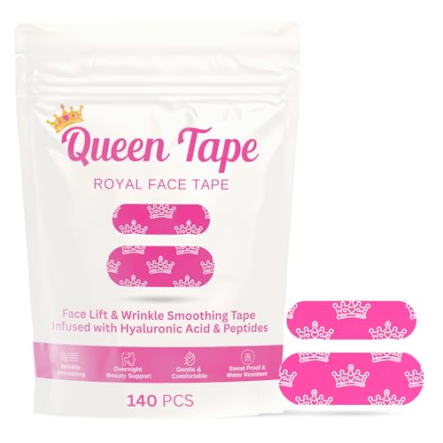 Queen Royal Face Tape - Wrinkle Smoothing Face Tape Skincare Infused Hyaluronic Acid & Peptides (140 pcs) 2 Sizes
