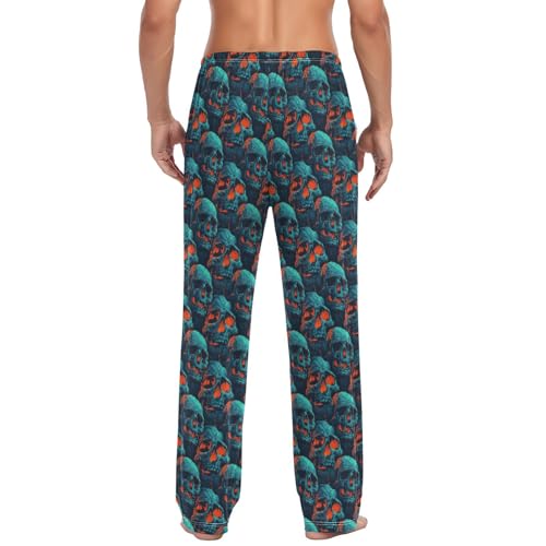 Men's Pajama Pants,Street Art Skull Lounge Lightweight Sleep Bottoms Pants with Pockets Size S-XXL2