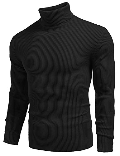 COOFANDY Mens Ribbed Slim Fit Knitted Pullover Casual Turtleneck Sweater2