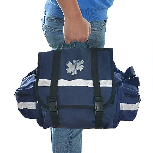 Image of Dealmed First Responder Trauma Bag - Empty EMS Equipment Kit - Blue Professional Emergency Organizer