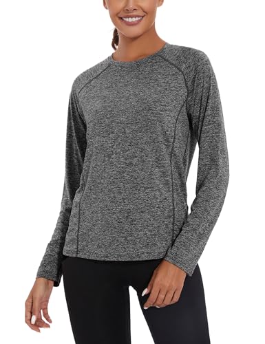 Camiseta Deportiva Manga Larga para Mujer - Transpirable Camiseta Manga Larga Mujer Suelta Secado Rápidocamiseta Deporte Mujer
