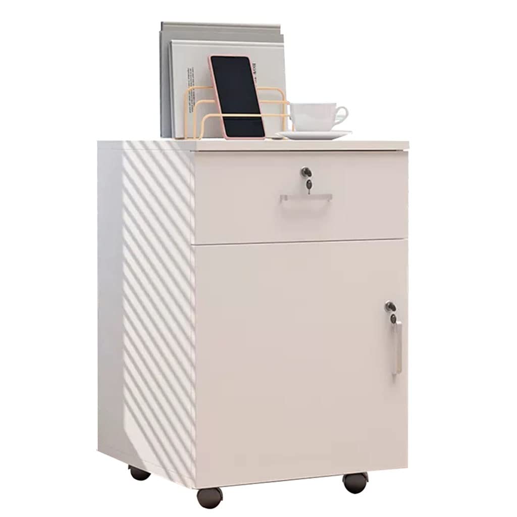 ASerZenith Wooden File Cabinet For Home Office With Lockable Mobile Drawers And Rolling Printer Stand,A2-40X36X56Cm