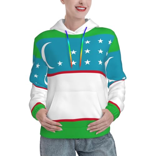 Sweatshirt Ouzbékistan pour femmes à coupe ajustée et imprimé drapeau