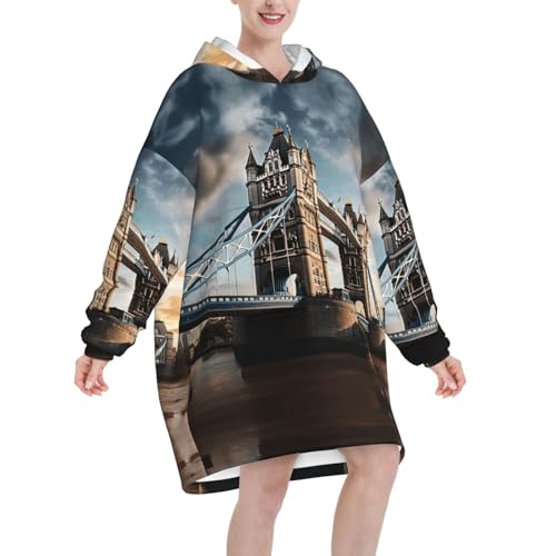 Sweat couverture à capuche ample contre le froid motif Londres - 2