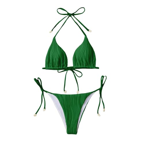 Generico Trajes de baño de mujer push up swimwear Curvy Beachwear Dos Piezas Cintura Alta Verano Sexy Bikini Sets Hot Coordinados Clásico Trajes de Baño Elástico Surf Triángulo Traje de Piscina, Verde