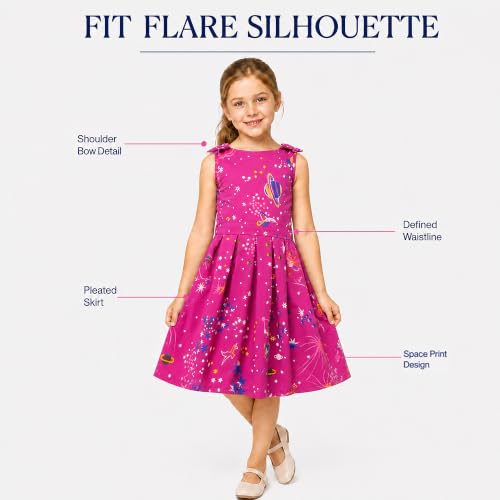 Image of Miss Lavish London Kid Dress for Girls, Shoulder Bow Printed Party Dress, Summer Dress for Girls, Kids Printed Dress for Birthday, Vacation, Wedding & Festival Girls Dresses