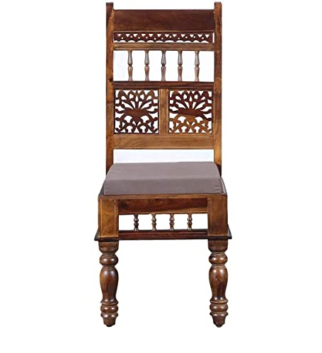 Image of BN Furniture Solid Sheesham Wood 4 Seater Dining Table Set | Dark Walnut Finish | Handcrafted Wooden Square Dining Table with Cushioned Chairs for Home & Apartment