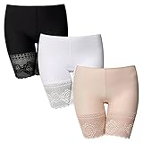  StarTreene Lot de 5 Shorts de Sécurité Caleçons Courts en Modal Soie Glacée pour Femme avec Bord en Dentelle Antidérapant Boxer Invisible