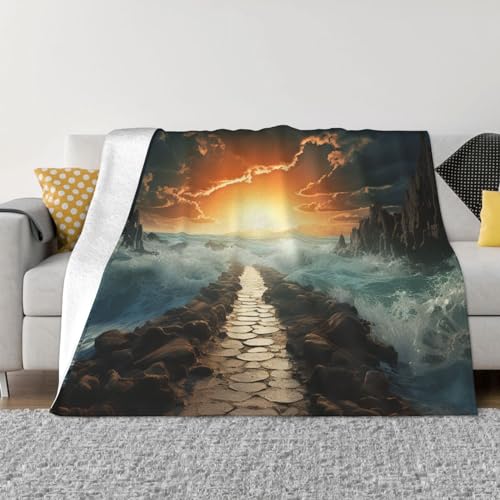Couverture canape douillette motif ocean pour soiree cocooning