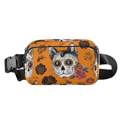 Borsa a tracolla alla moda arancione con scheletro gotico gatto zaino antifurto per donna daffari impermeabile con cinghia regolabile per viaggi corsa escursionismo bolso de lado para