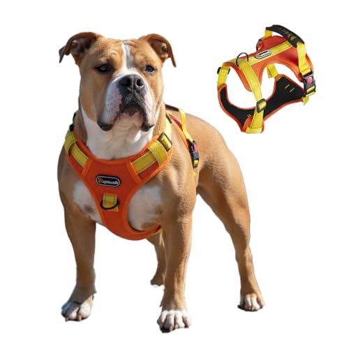 LUVMOJO XL Tactical Dog Harness No Pull Adjustable Puppy Vest Collar for Large Dogs, Heavy Duty Oxford Training Harnesses with Handle, Medium and Small Size Reflective Pet Collars for Walking, Running