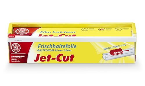 Jet-Cut Frischhaltefolie zum Schneiden, Gastronomie 45cm x 300m – extra breit, PVC transparent, 1 Stück