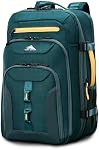 High Sierra Hi-Life Sac à dos de voyage - Caractéristiques 2-inch Expansion WetPak Les poches, 17” Compartiment d'ordinateur portable, Strap Stack-It, Sangle de sternum réglable, Poche polaire, Pockets double bouteille d'eau, Vert