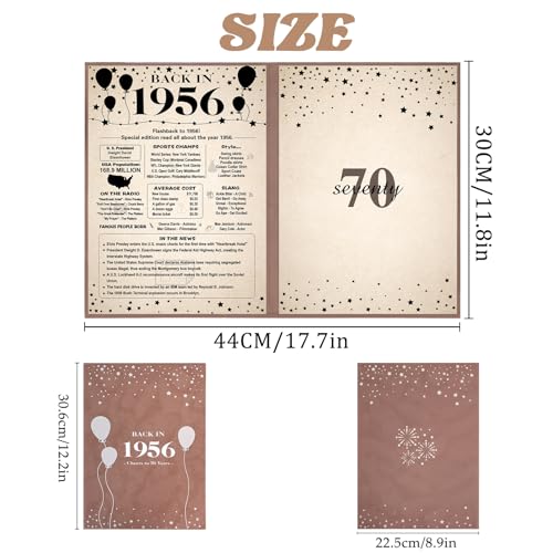 Image of Crenics 70th Birthday Decorations for Women or Men, Vintage Back in 1956 Poster, 70th Birthday Guest Signature Book, Awesome 70 Birthday Gifts