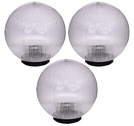 GreyWings 8 Inch Transparent Globe Gate Light for Main Gate Pillar, Clear Plastic Outdoor Garden Lamp, Waterproof Pillar Post Light, (Bulb is not Included) Pack of 3-image-38