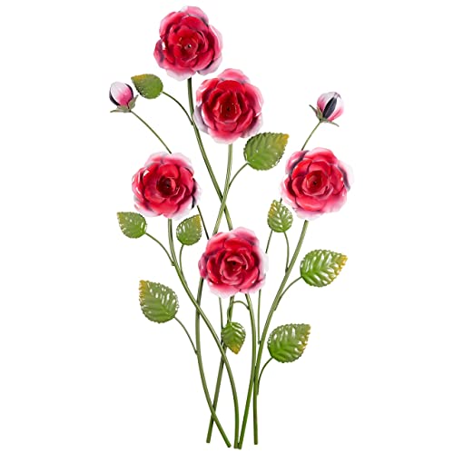 CIM Metall Wand-Deko - 3D Rose 68cm - tierische 3D Wandbilder - Wandschmuck inkl. praktischer Wandbefestigung - lebhafte Wandskulptur