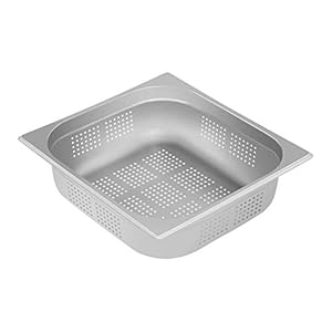 Royal Catering GN-Container Gastronorm Gastronorm Container RCGN-P2/3X100 (2/3, Perforated, 100 mm Deep, 8.5 L Volume, Stainless Steel, Stackable with GN 2/3)