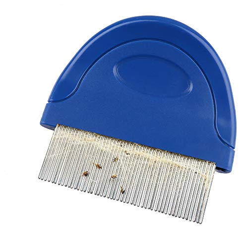 PrimePets Flea Comb for Cat, Pet Hair Removal Comb, Flea and Tick Prevention for Dogs, Stainless Steel Long Teeth with Plastic Handle for Removing Flea Egg, Mites, Ticks Dandruff Flakes, Crust, Mucus