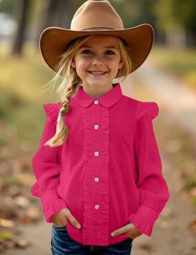Image of Girls Short Sleeve Button Down Shirts Ruffle School Uniform Crop Tops Peter Pan Collar Plaid Blouse 4-13Y