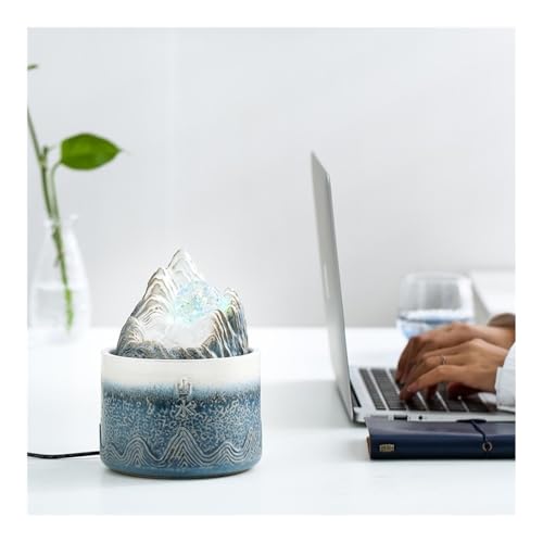 Fontaine de bureau d'intérieur, mini-décoration céramique bleue de méditation