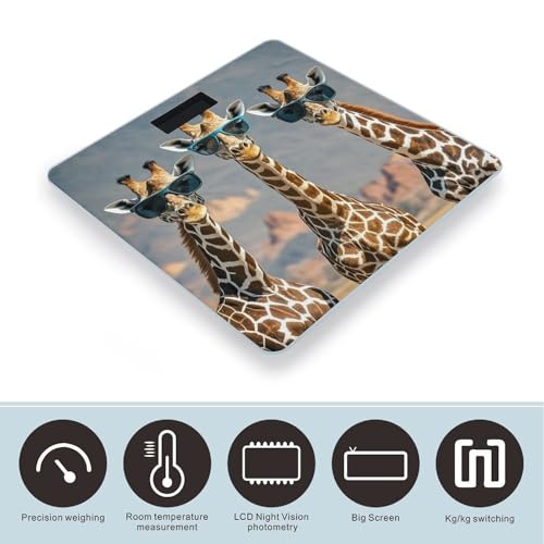 Báscula digital vidrio templado diseños de jirafas miniatura 3
