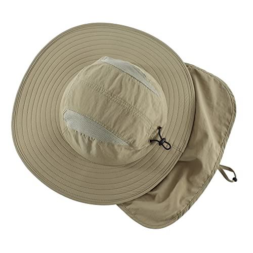 Image of Home Prefer Mens UPF 50+ Sun Protection Cap Wide Brim Fishing Hat with Neck Flap