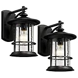 MICSIU Outdoor Wall Light Fixture Exterior Wall Mount Lantern Waterproof Vintage Wall Sconce with Cl