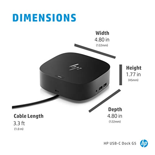 Hp Usb-C Dock G5 - 8 In 1 Adapter For Both Usb-C And Thunderbolt-Enabled Laptops, Pcs, & Notebooks - Single Cable For Charging, Networking, Or Data Transfers - Great For Secure & Remote Management #TOP4