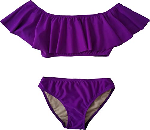 Image of Cheryl Creations Kids Girl's Cute & Comfortable Two Piece Ruffle Front Bathing Suit Bikini | Swimsuit