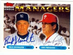 Buck Showalter and Jim Fregosi autographed baseball card (Yankees Phillies Manager) 1993 Topps #510