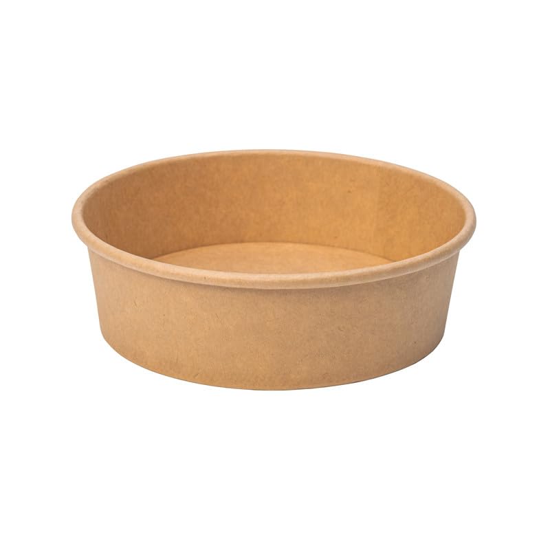 50 Stück Salatschalen 500ml | to go Schalen rund Suppenschalen Biologisch Bowl | Beerenschale Kraftkarton Verpackung mit PE Innenbeschichtung | Salatbowl gefäß Deli Container Kraft Papier