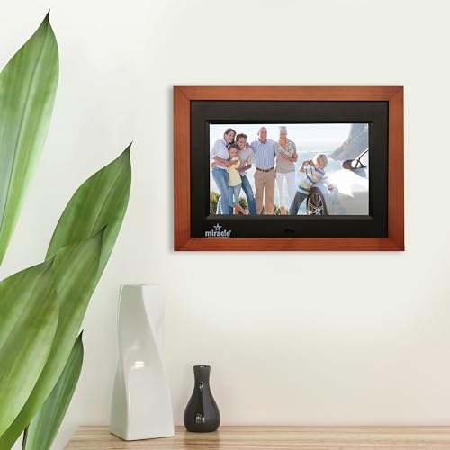 Image of Miracle Digital 7''(17.8) IPS Wooden Digital Photo Frame with High Def Screen,USB DiskCard, RemotePhotos SlideShow,Video Audio, Support SD Built in 8GB Memory & 2GB RAM 180Wide Angle Viewing(Dark)
