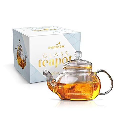 Charbrew Glass Tea Pot 800ml Borosilicate Glass Tea Pots Tea Strainer for Loose Leaf Tea