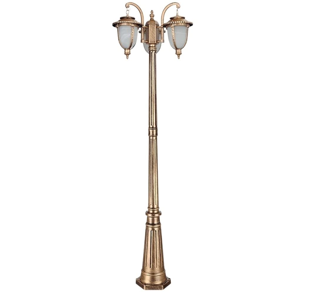 Borne Lumineuse extérieure étanche à 3 têtes, Style européen Vintage, Lampe de Jardin rétro Traditionnelle en Bronze, Lanterne sur Poteau E27 Roads St,