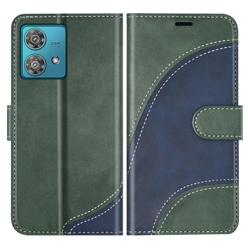BoxTii Hülle für Motorola Edge 40 Neo Hülle PU Leder Handyhülle Klapphülle Schutzhülle mit Kartenfächer und Magnetverschluss für Motorola Edge 40 Neo Grün