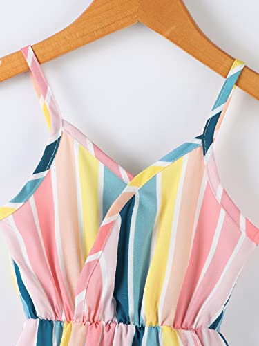 WDIRARA Toddler Girl's Striped Sleeveless Wrap Ruffle Hem High Waist Cami Dress4